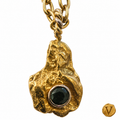 Barakà solid 24ct gold pendant with round Australian emerald, front view