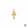 Front view of the 18ct yellow gold Ankh pendant with Victoire seal