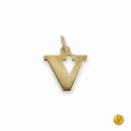 Front view of the 9ct yellow gold V pendant with Victoire seal