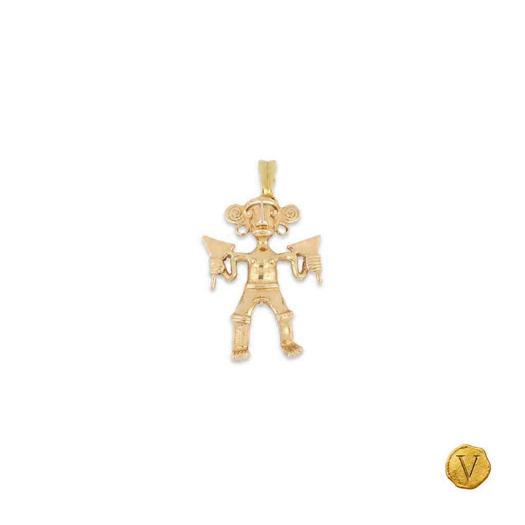 Front view of the 14ct Diquís-style pendant and brooch with Victoire seal