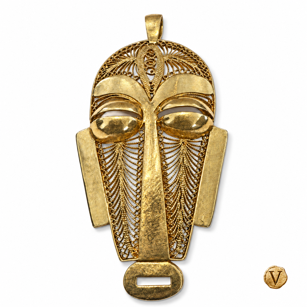 Le Masque d’Or — front view showing gold filigree and engraving