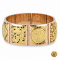 Les Quatre Saisons — 18ct rose and yellow gold Vietnamese panel bracelet, prosperity character and openwork decoration