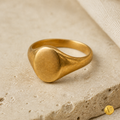 Editorial preview of an antique gold signet ring with Victoire seal