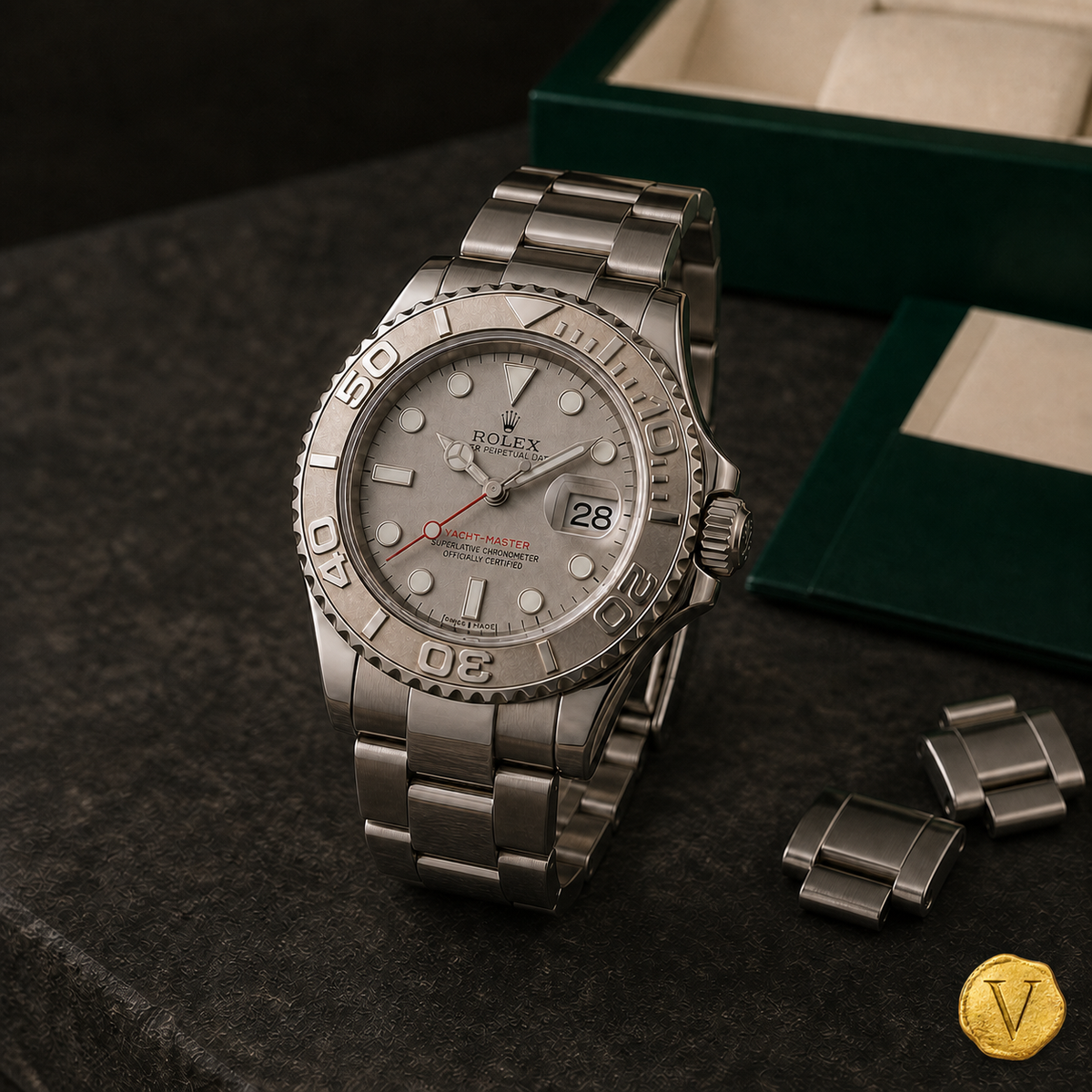 Rolex Yacht-Master 16622 illustrative hero image with Victoire seal